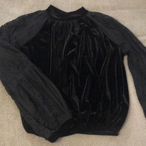 COPY - Velvet top with lace detail sleeves